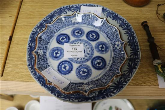 Five Qianlong export plates and a Japanese dish